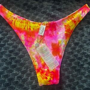 Tie-Dye Bikini Bottoms in Neon Pink & Yellow Luli fama